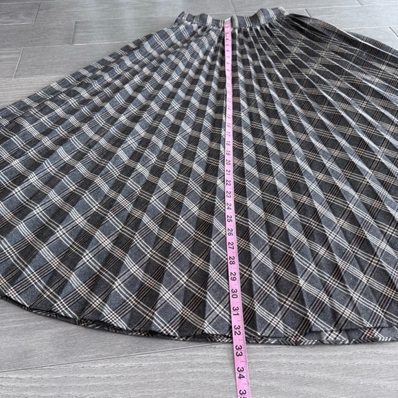 The Row Plaid Wool A-Line Midi Skirt S High Waist Pleated Quiet Luxury Academia - Picture 14 of 16